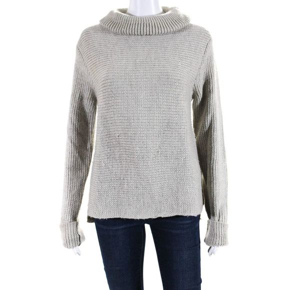 T Alexander Wang Womens Long Sleeve Turtleneck Sweater Gray Wool Size Large - Picture 1 of 6